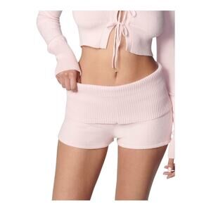 Small Barre Foldover waistband Shorts cheeky ribbed pink stretchy booty shorts